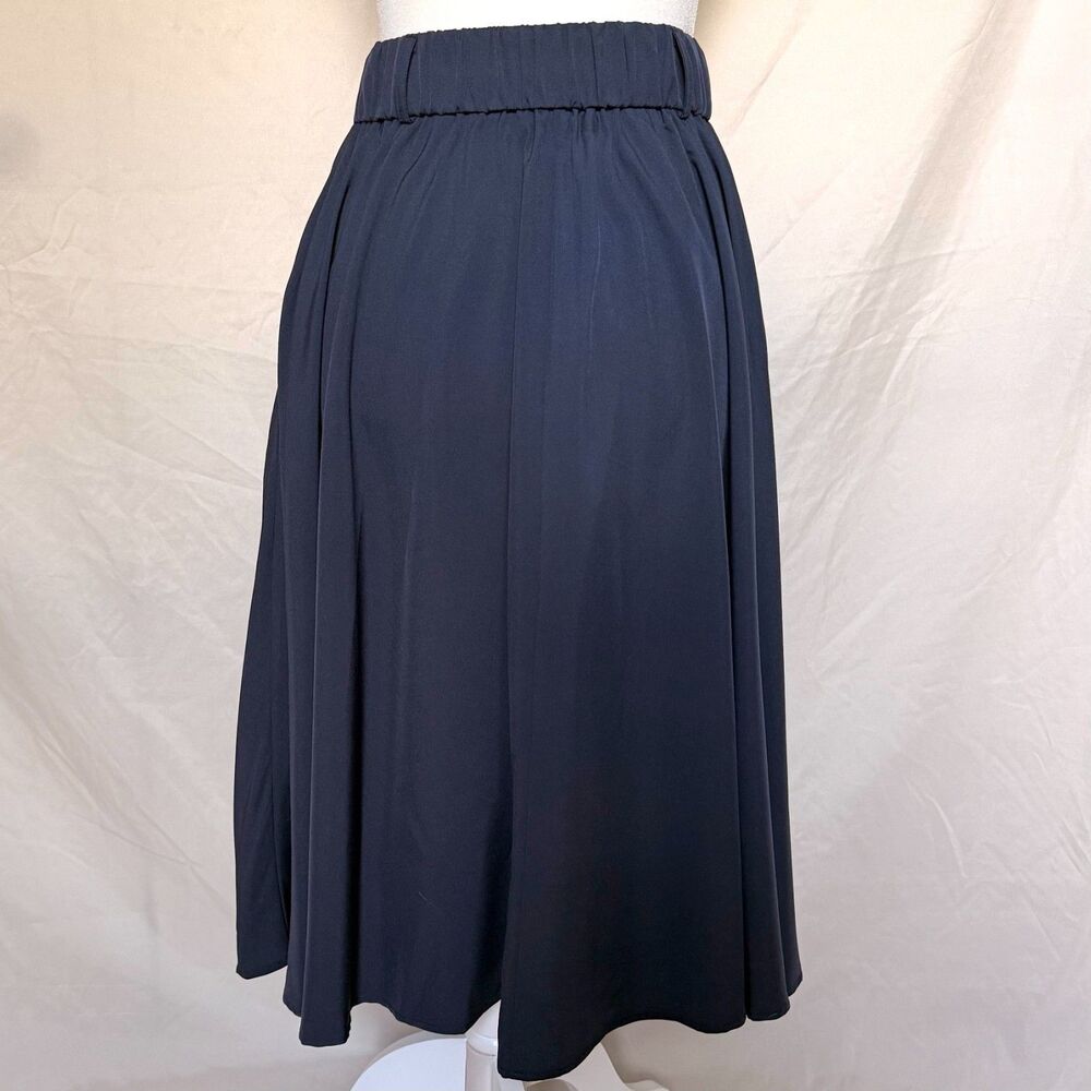 Belle Poque midi skirt NEW womens XS navy button front flowy retro modest - Picture 2 of 7
